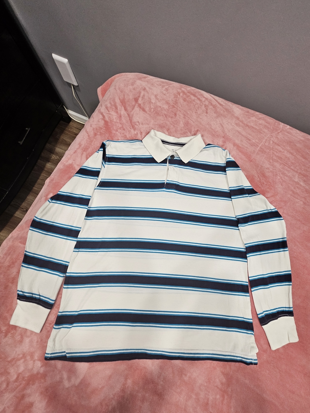 Place Kid's White Polo with Blue & Navy Horizontal Stripes